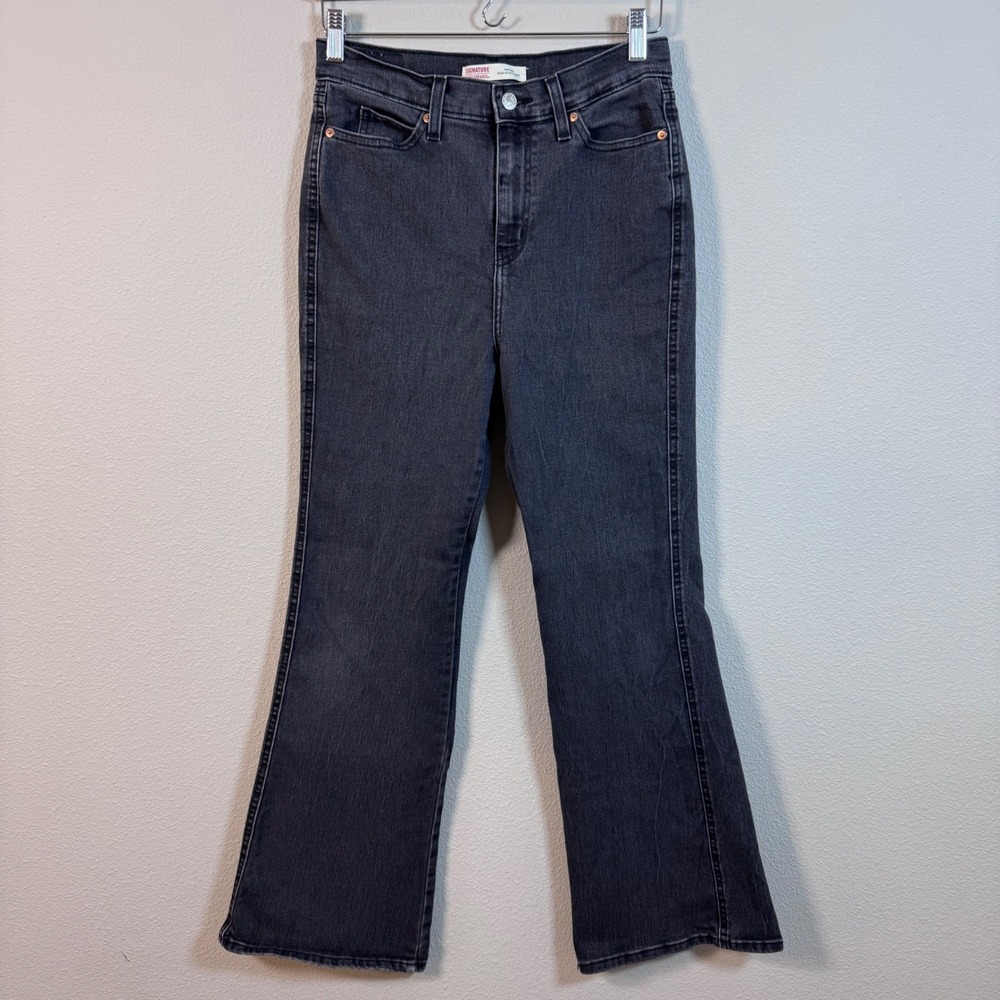 Signature Levi Strauss Heritage Western High Rise Flare Jeans Charcoal Gray 26/2